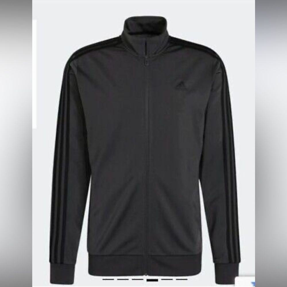 Adidas Essentials 3-Stripes  Men's Track Top - Mgh Solid Grey/Black Size 2XL - Picture 3 of 3